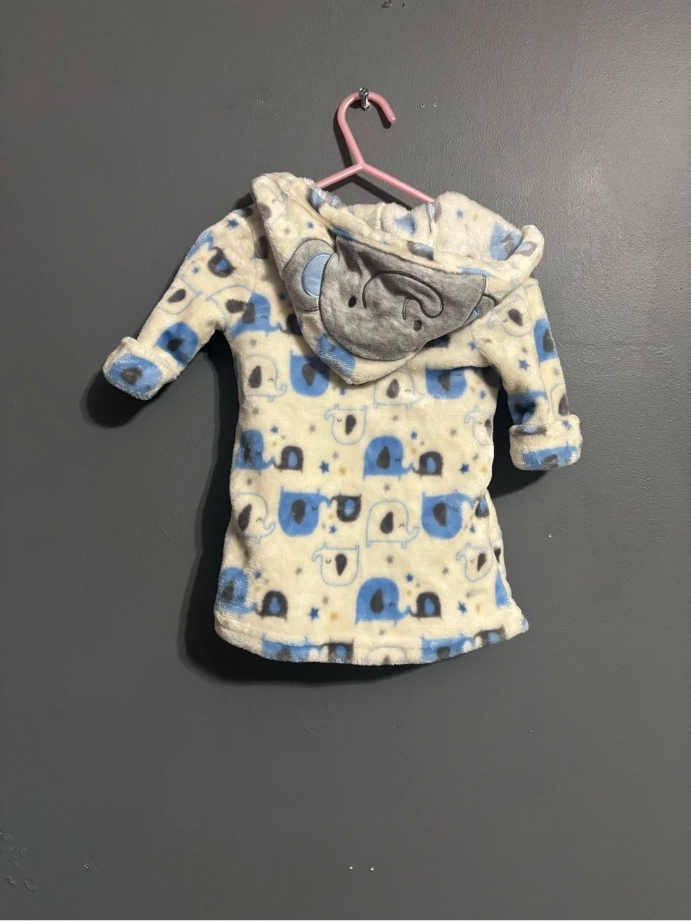 Duck Duck Goose Baby Hooded Fleece Robe Elephant Animal Print 0-9 Months